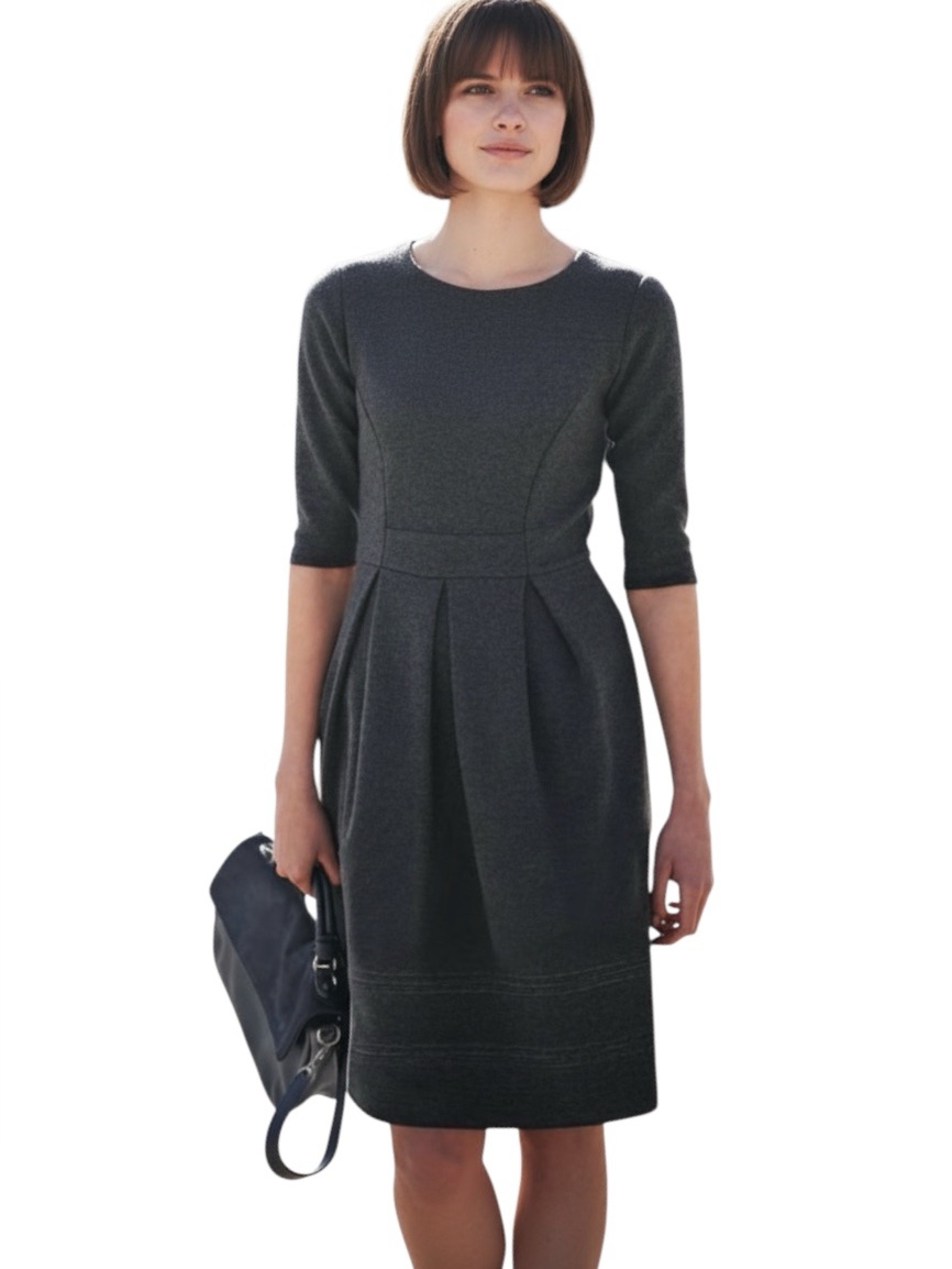 Boden Grey Libby Dress Ponte Jersey Midi Classic Euro Preppy Tall Us 8 Uk 12